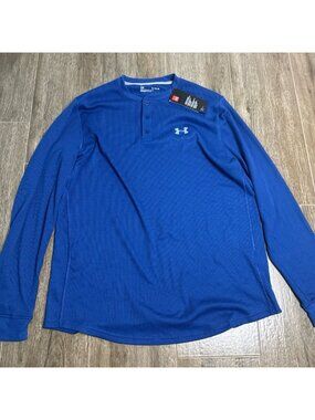 Under Armour Waffle Knit Shirt Men’s XL Blue Thermal Long Sleeve